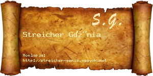 Streicher Génia névjegykártya